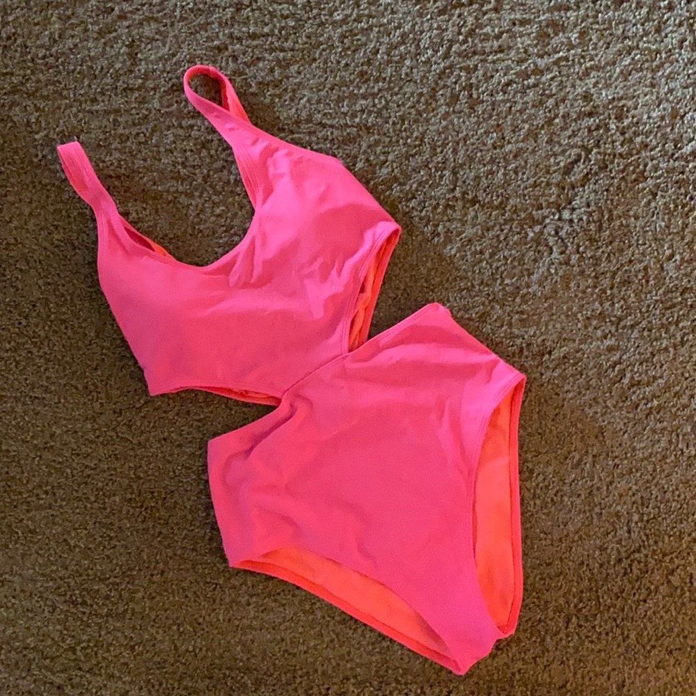 Pink cut out once piece swimsuit from Aerie!